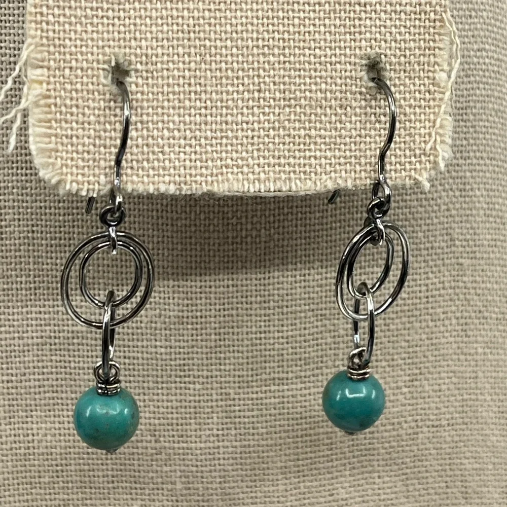 Vintage Whitney Kelly Sterling Silver Earrings with Turquoise Beads - Picture 14 of 16